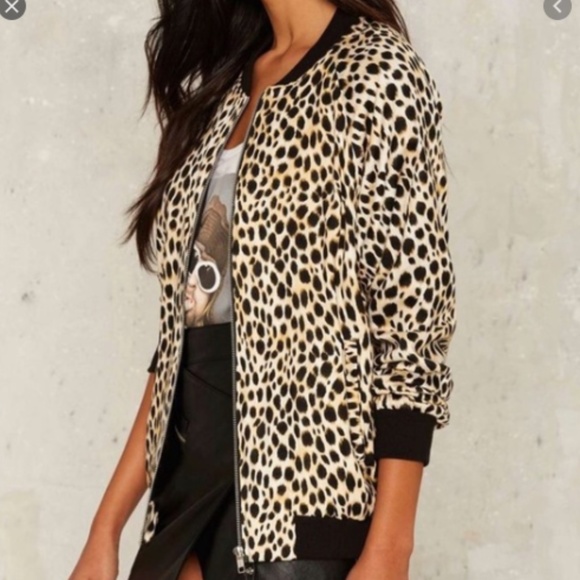 Nasty Gal Motel Animal Print Bomber Jacket XS - Picture 2 of 5